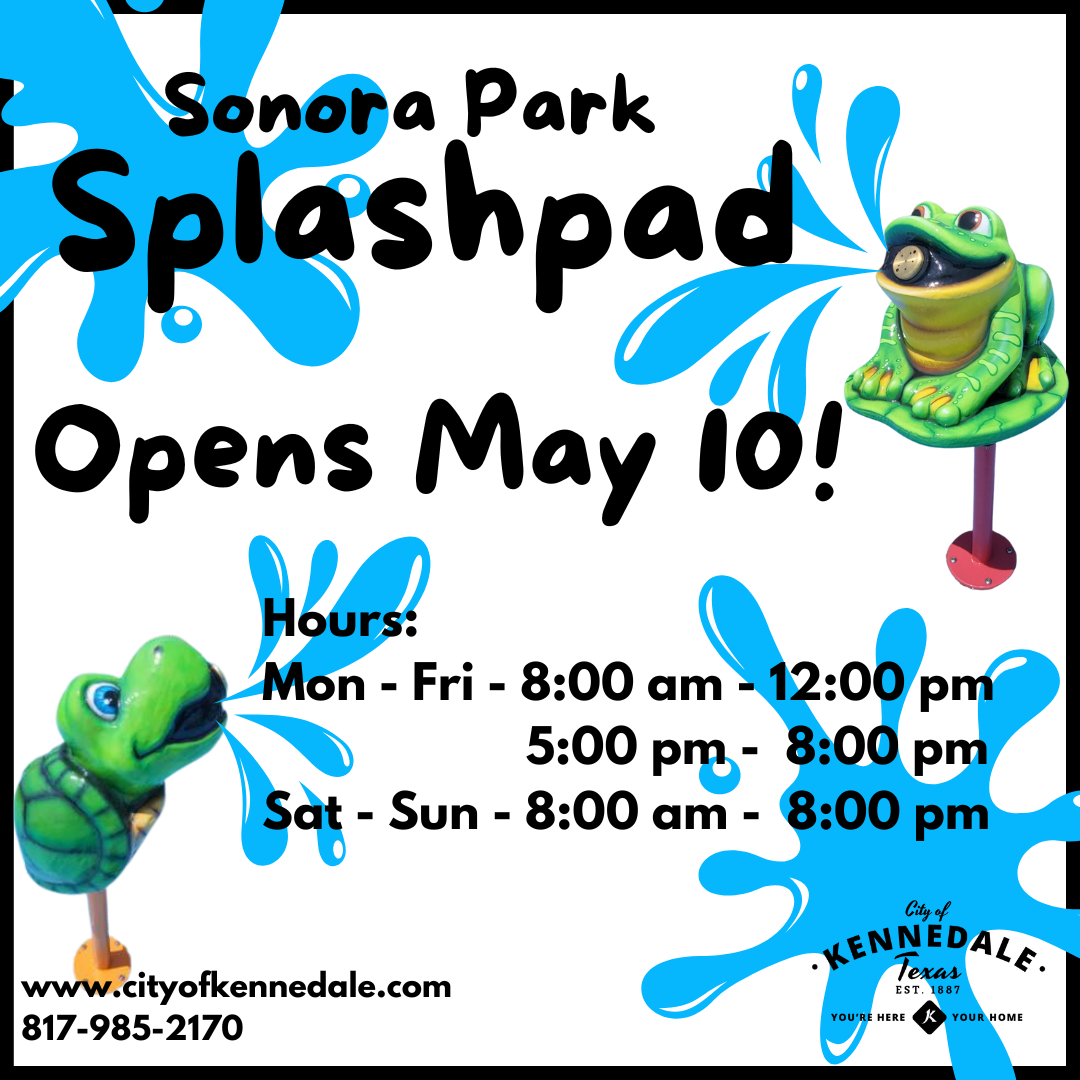 Splash pad Opens May 10