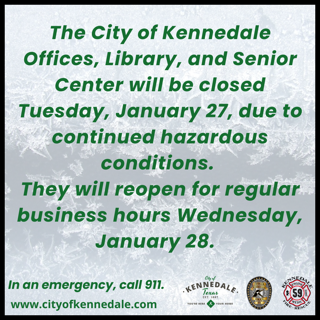 City Offices and Senior Center closed January 26